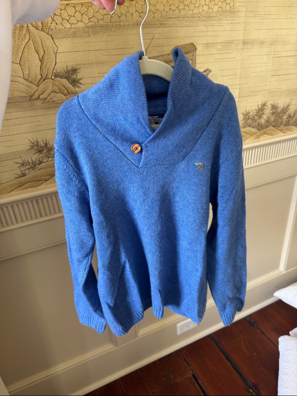 Blue Kids Turtleneck Sweater with Button Detail